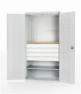 1300mm Wide 650mm deep Bott Cubio Cupboards Cupboard 1300Wx650Dx2000mmH - 1 Worktop, 1 Shelf & 4 Drawers